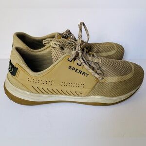 Sperry Men's Beige/Tan Mesh Lace-Up Sneakers Boat shoes size 9.5 Comfortable